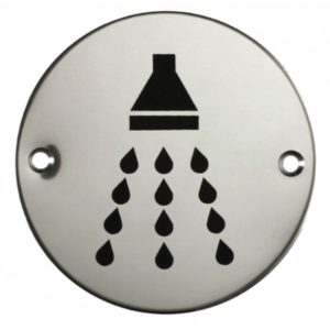 Stainless steel shower sign