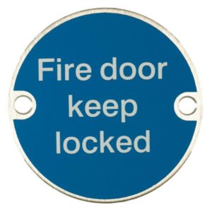 stainless steel fire door locked sign