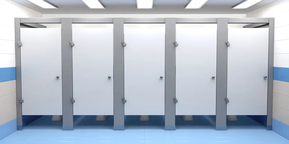 Row of toilet cubicles